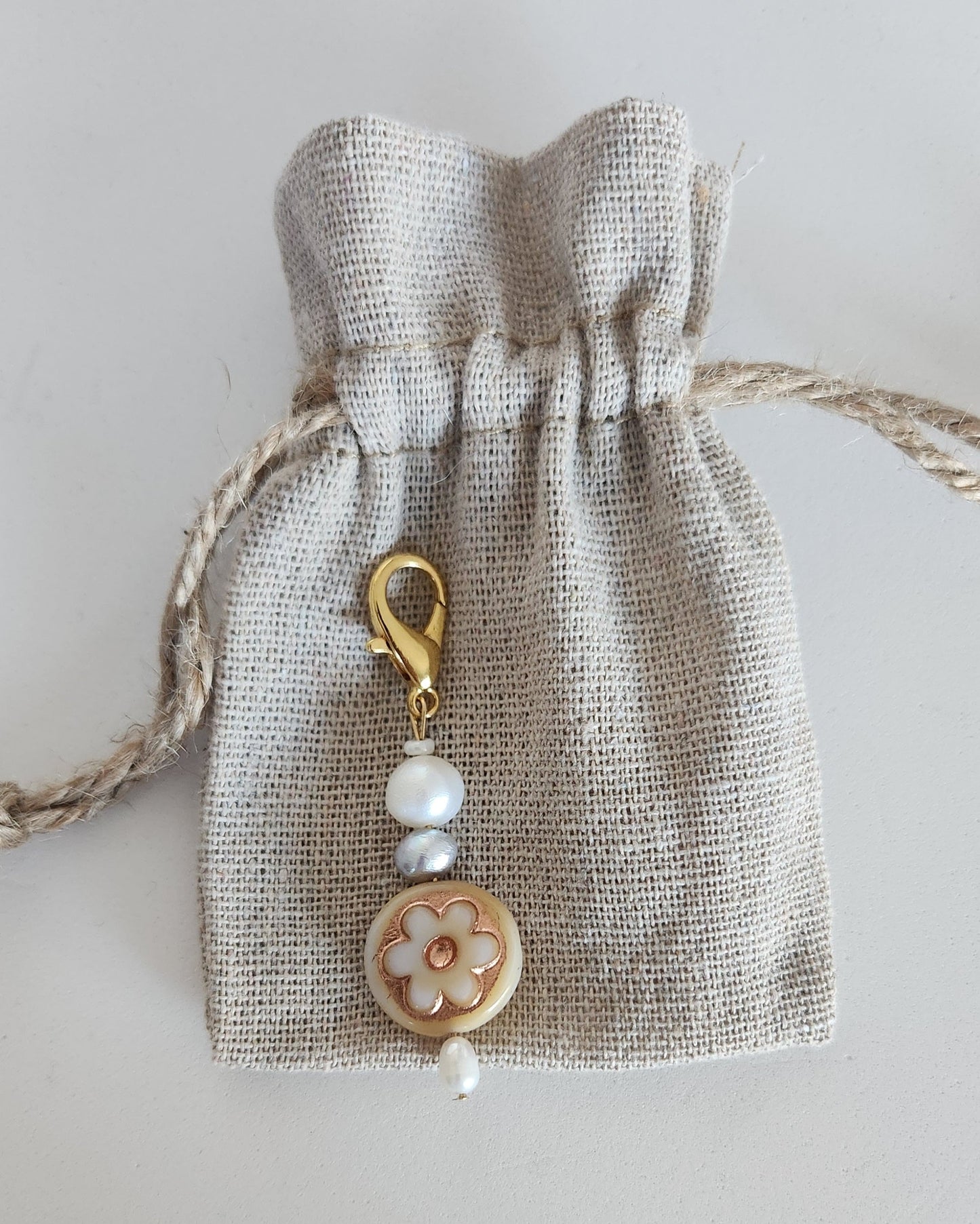 Handmade Keychains – Freshwater Pearls & Czech Glass Beads | Elegant & Durable