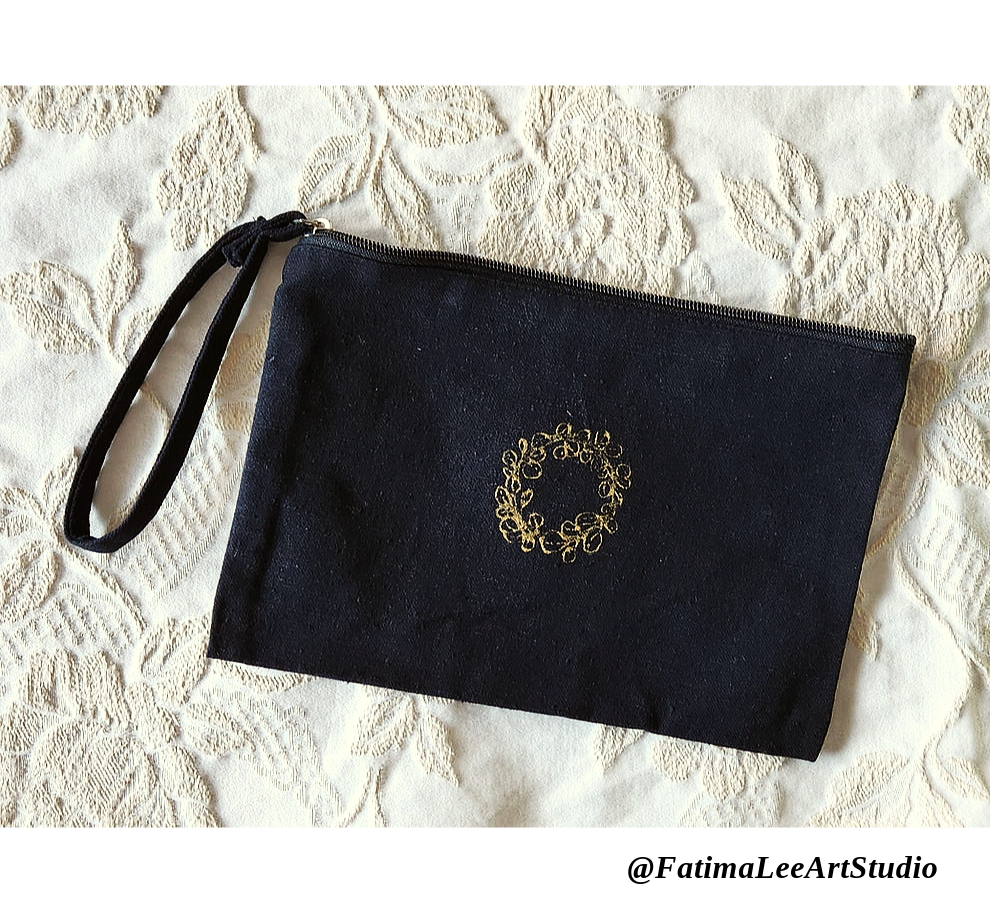 3 Hand-Painted Cotton Pouches – Elegant, Versatile, and Lightweight, Customizable