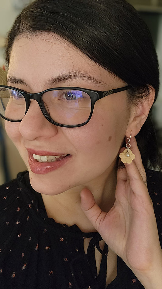 Bohemian Earrings, polymer clay and freshwater pearls