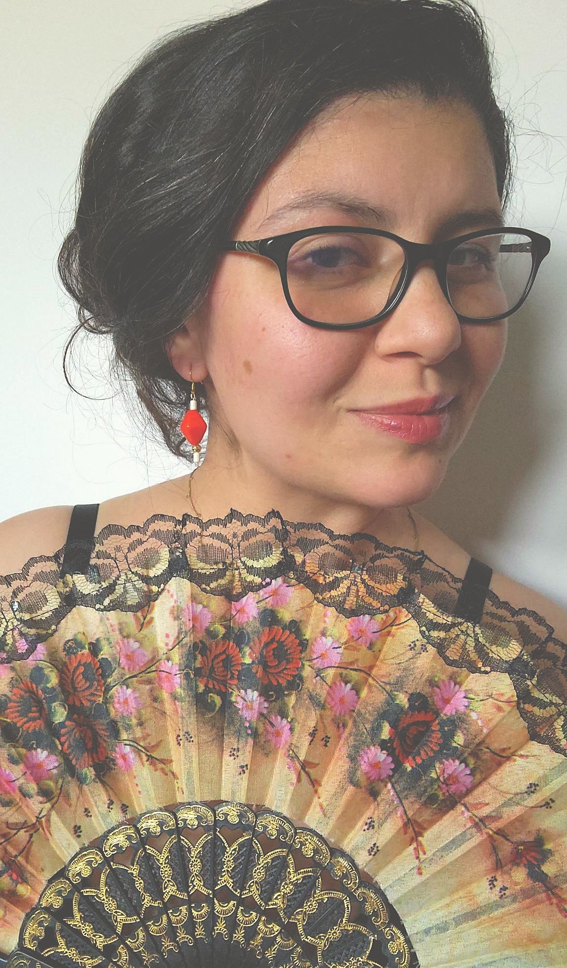 Handmade Ceramic & Volcano Stone Earrings – 18K Gold Plated