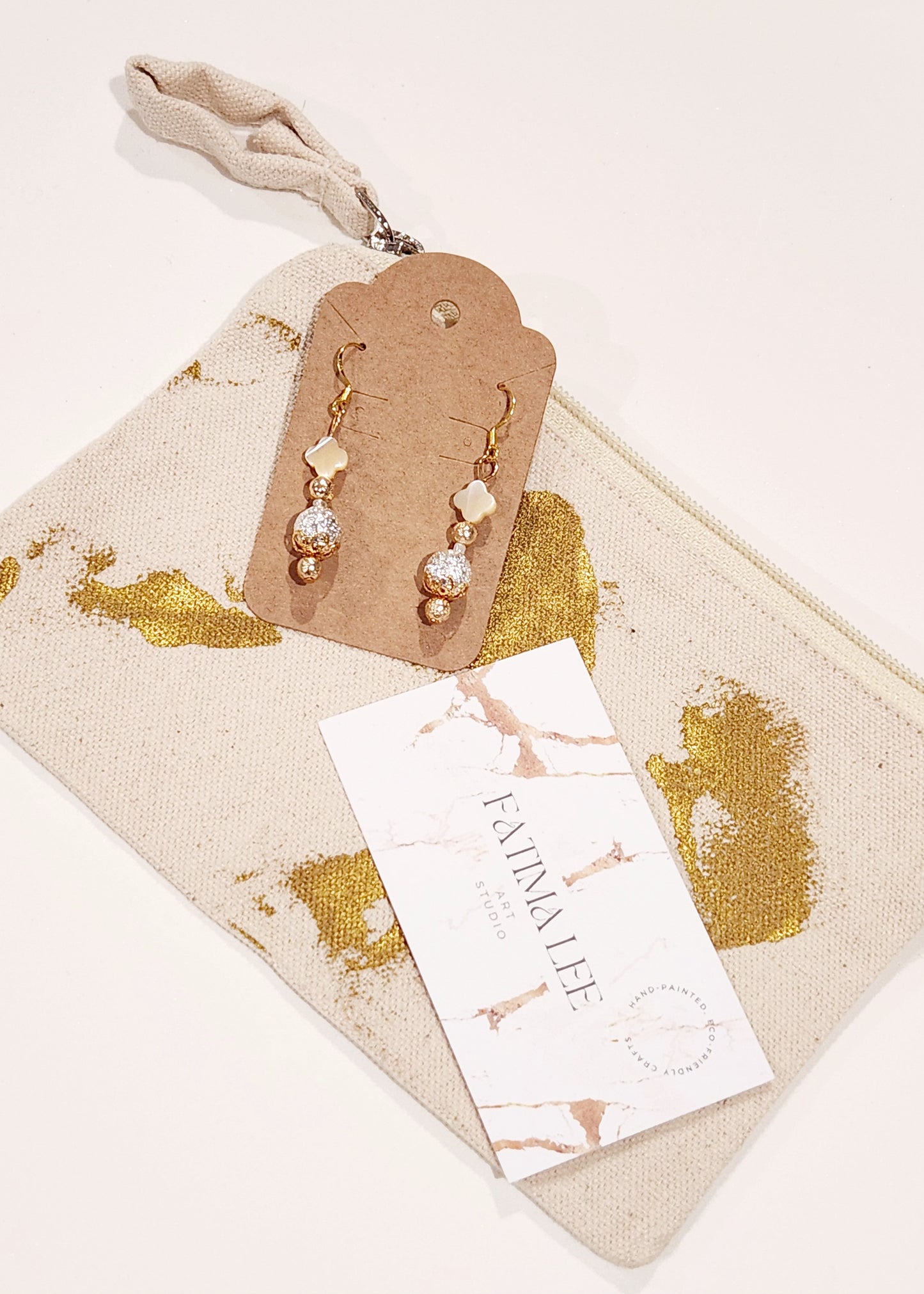 Sterling silver gold plated 18k Handmade Earrings with Shells and Volcano stones