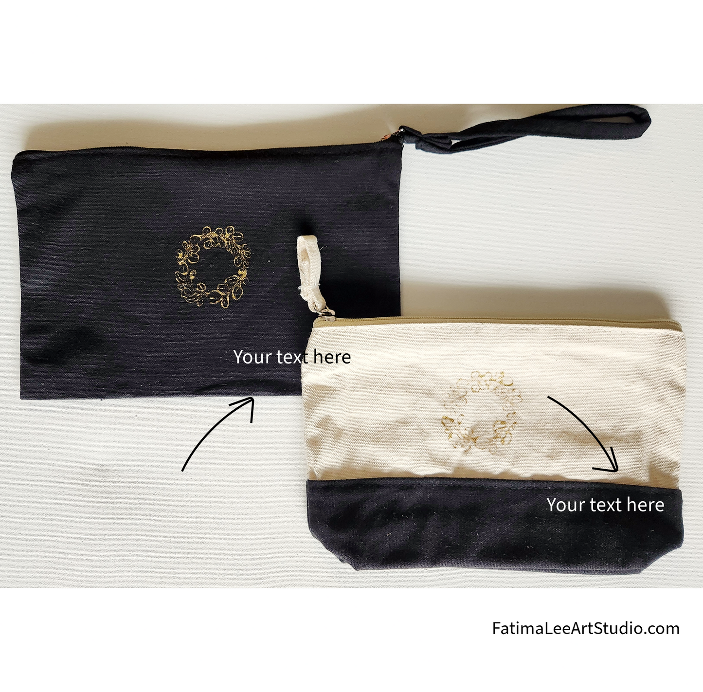 Black Handcrafted Gift Set – Elegant Wristlet Pouch & Volcano Stone Sunstone Earrings