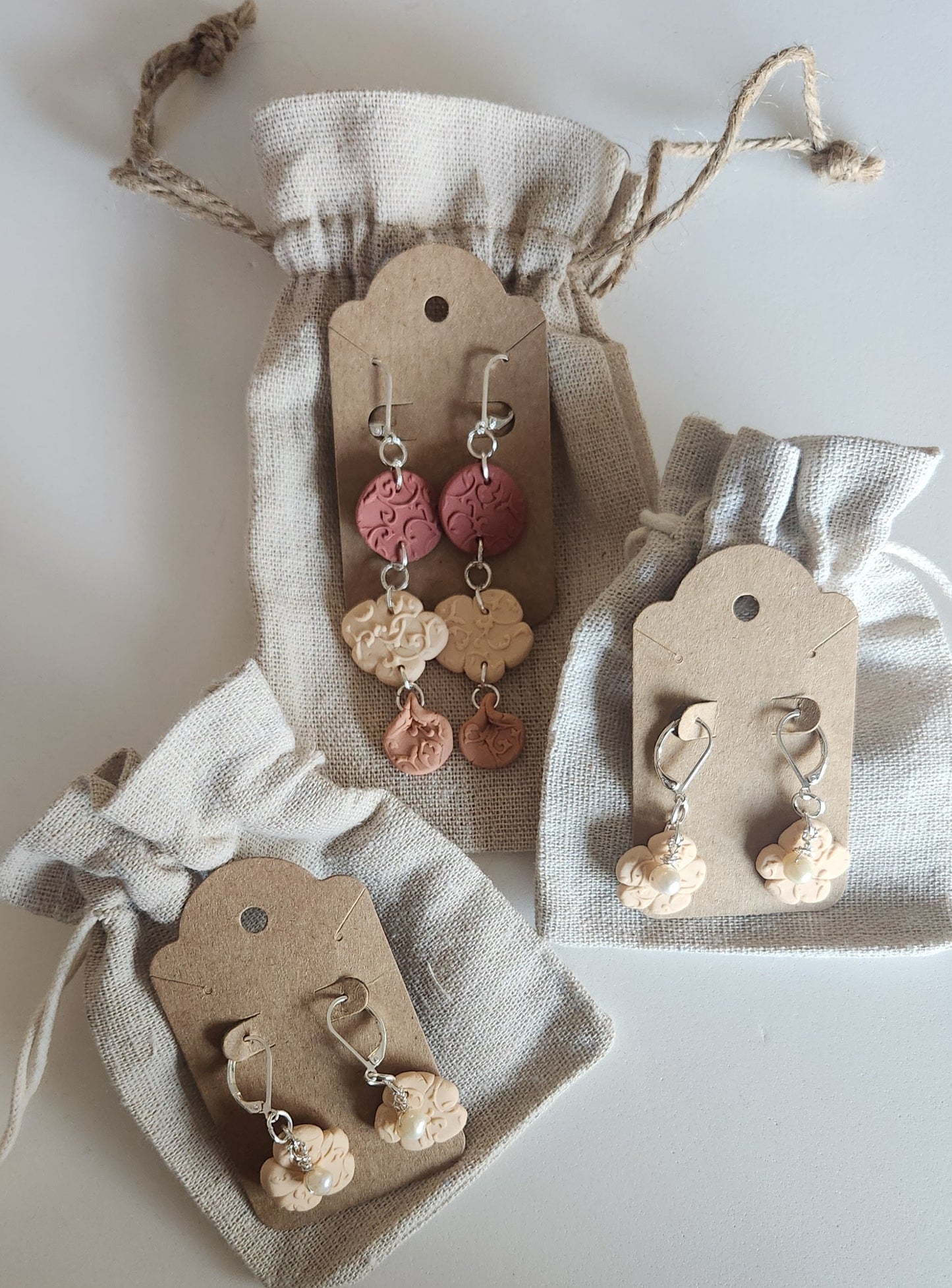 Polymer clay earrings earthy colors