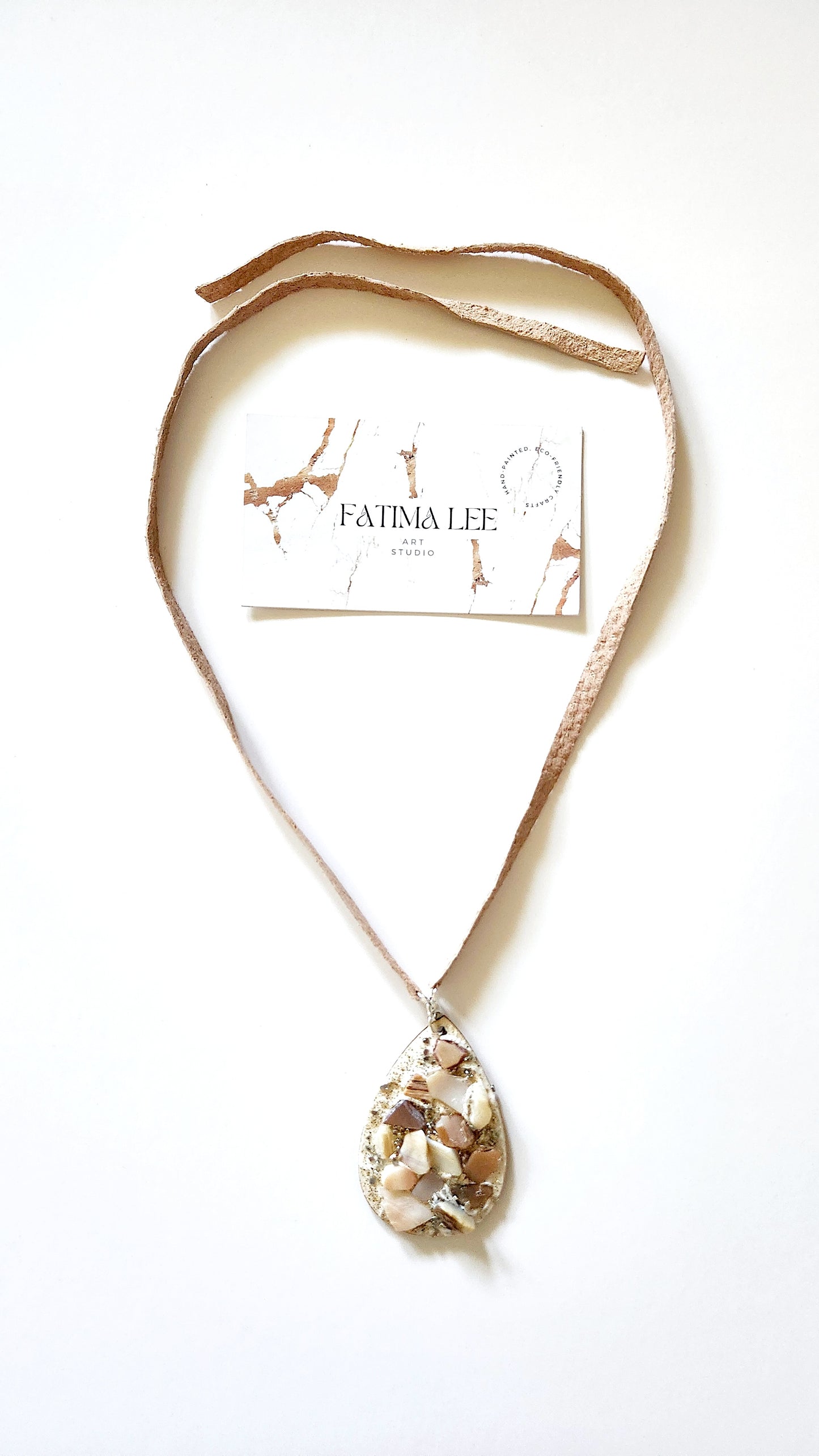 Bohemian Shell & Glitter Mosaic Necklace on Suede or Silver Chain
