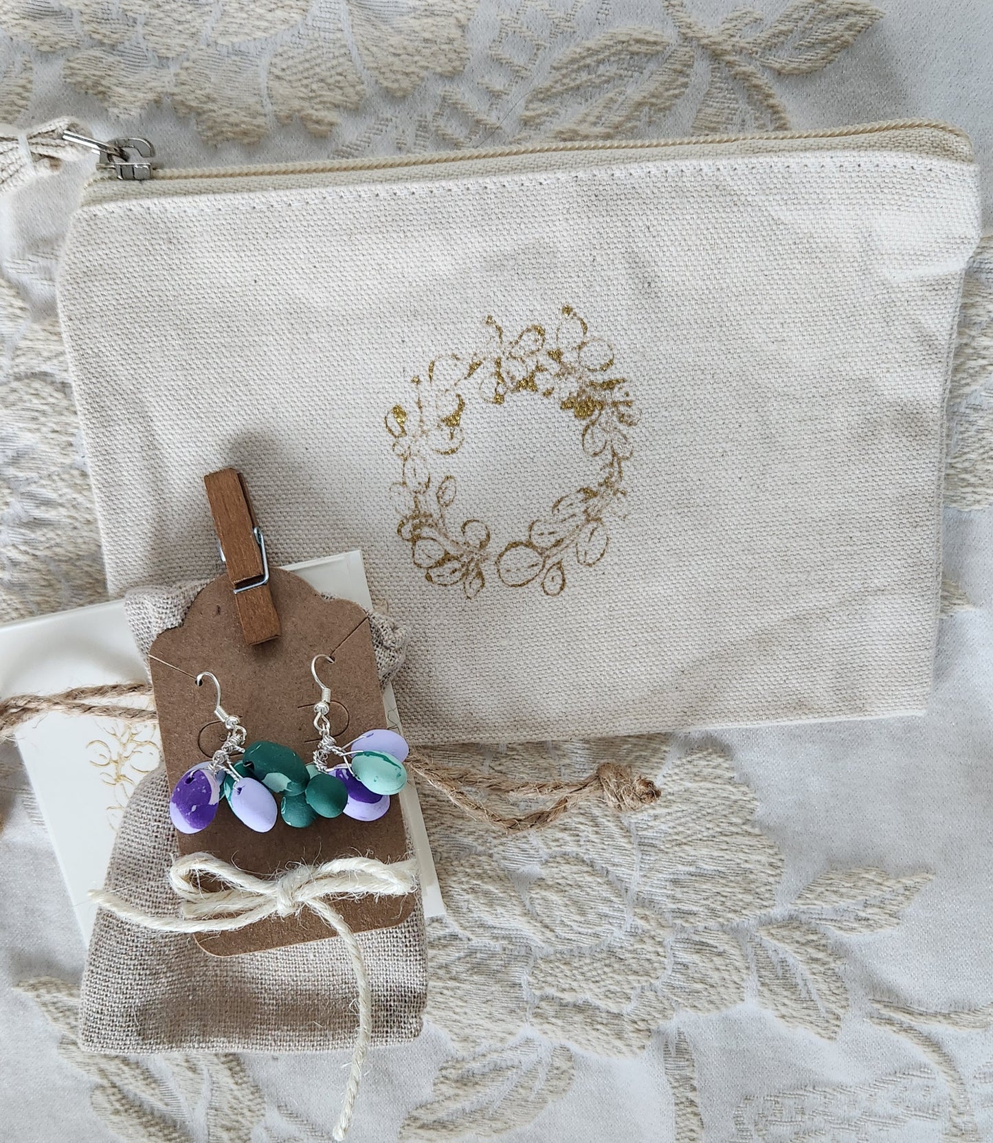 Hand-Painted Cotton Pouches – Elegant, Versatile, and Lightweight, Customizable