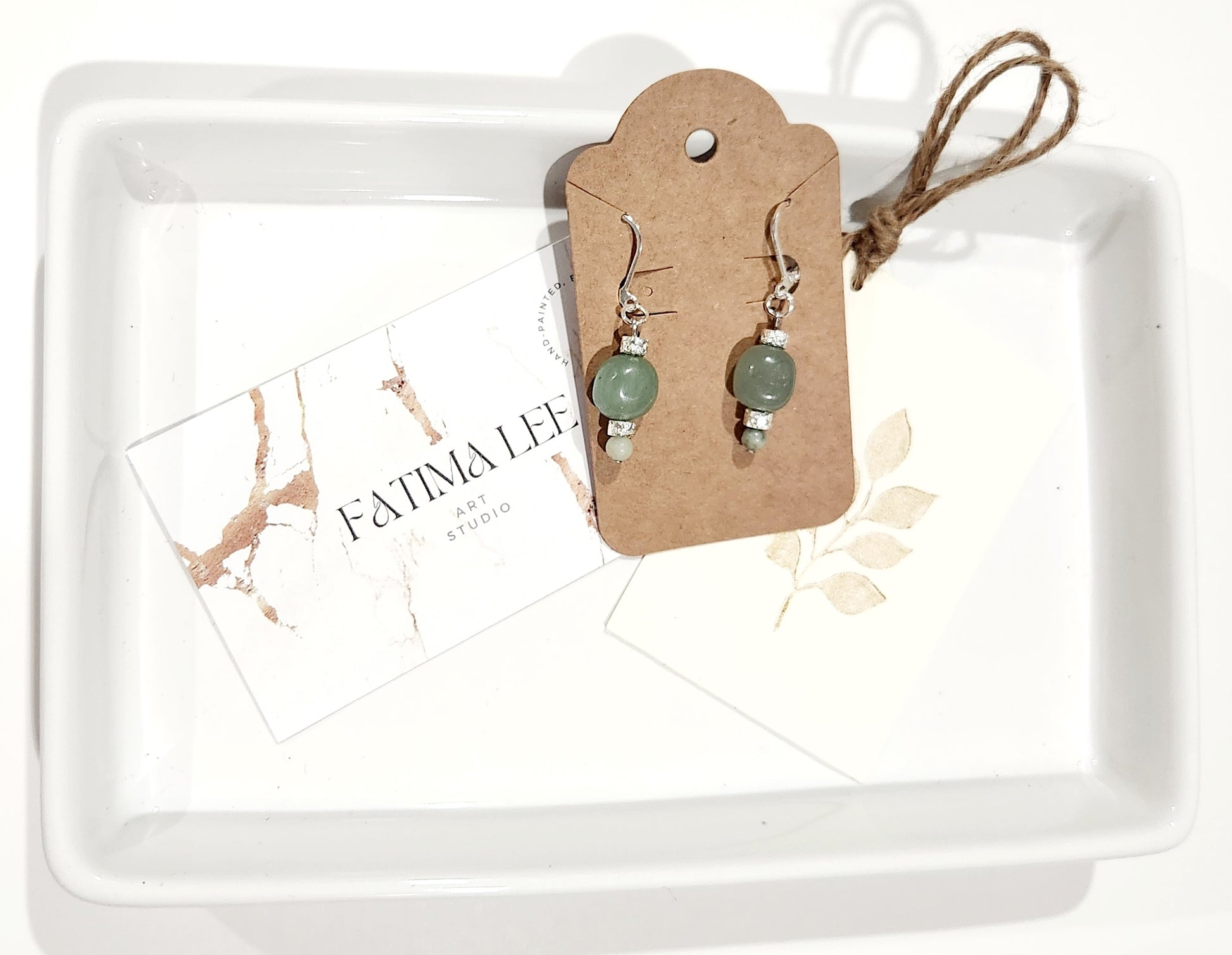 Aventurine earrings with plated volcano stones and amazonite beads
