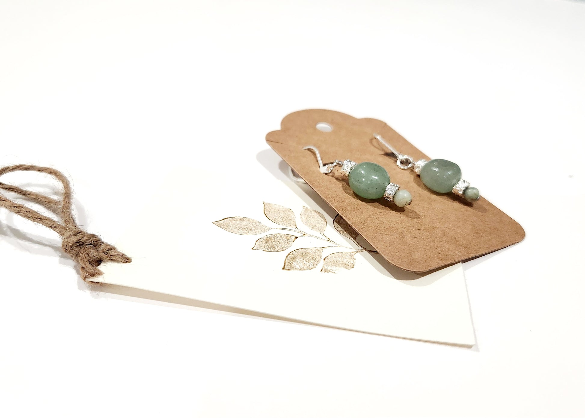 Aventurine earrings with plated volcano stones and amazonite beads