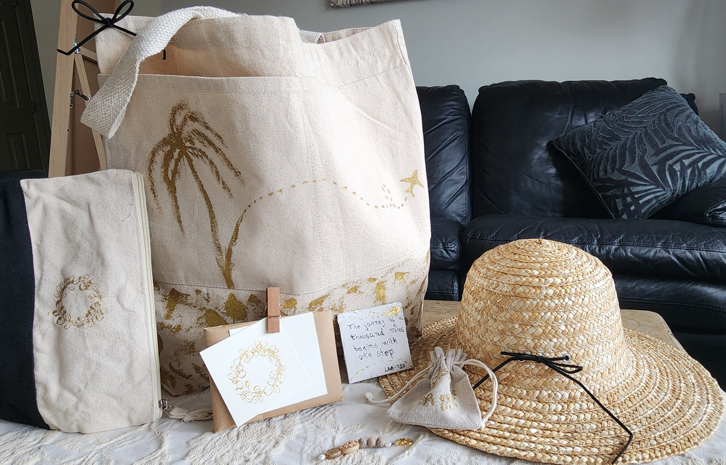 Beach bundles, travel essentials, bag, essentials, straw hat