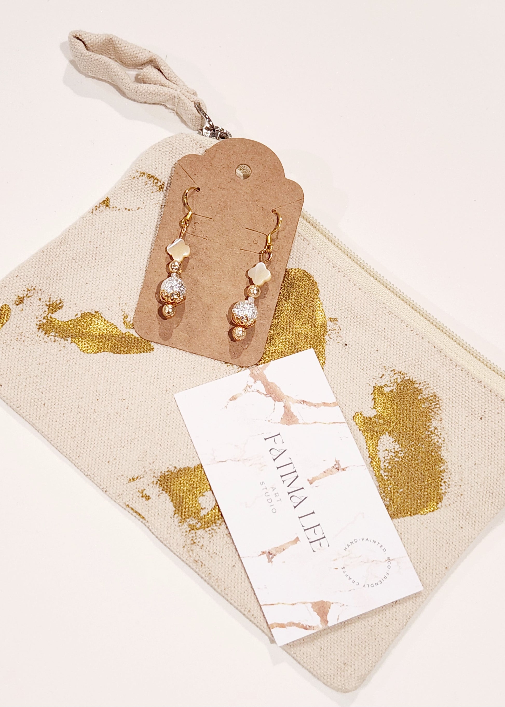 Sterling silver gold plated 18k Handmade Earrings with Shells and Volcano stones