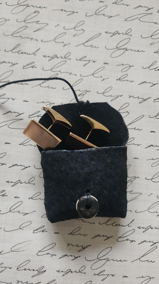 Elegant Cufflink pouch, mini, suede leather