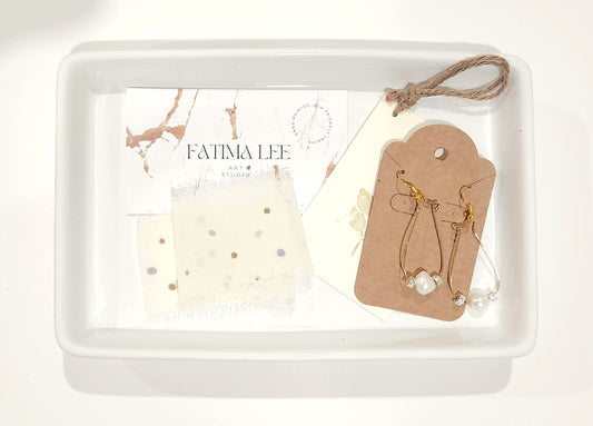 Harp Shaped Freshwater Pearl Earrings – 18K Gold Plated, Elegant Retro