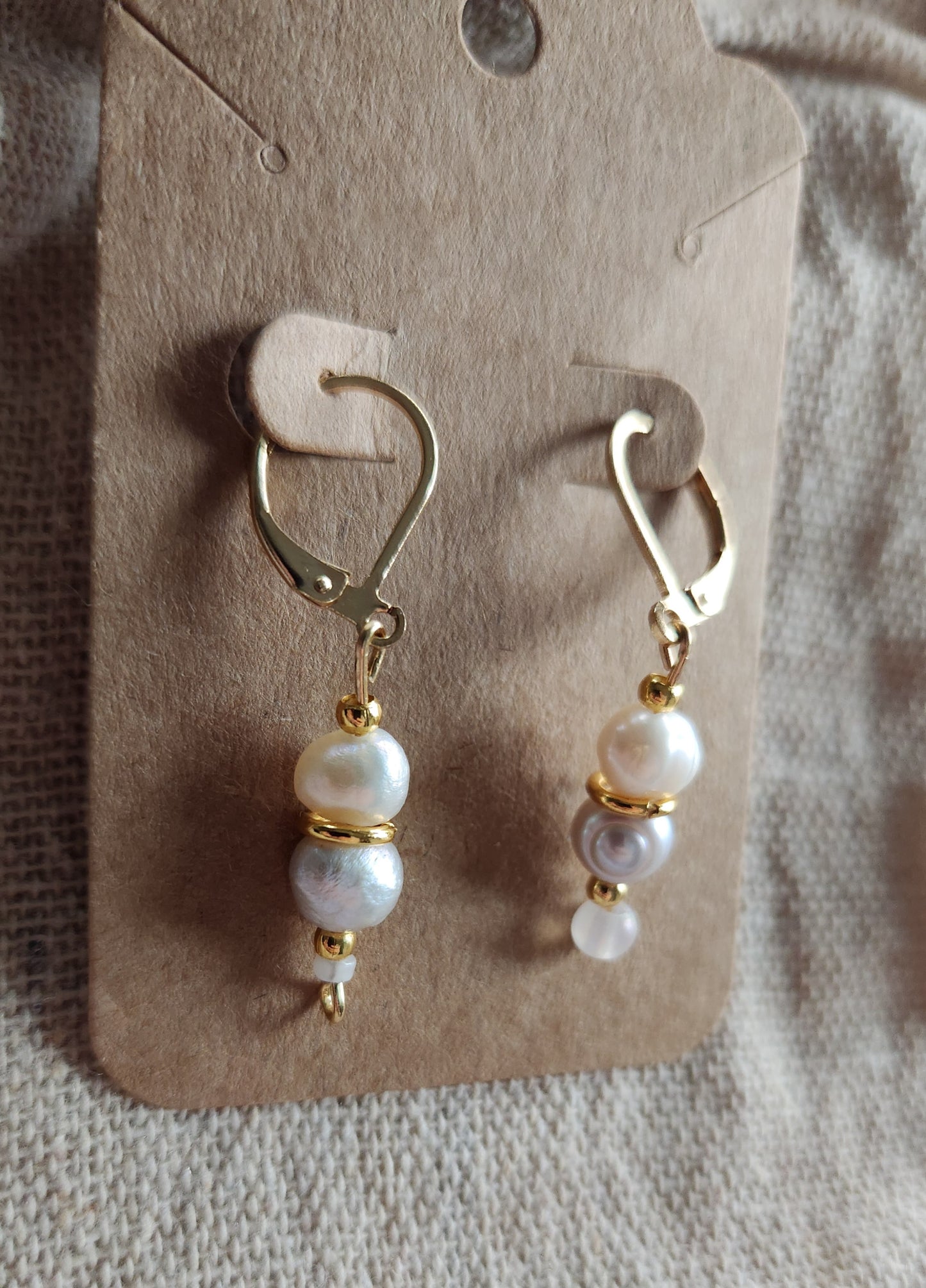 Elegant Asymmetrical Freshwater Pearl Earrings – Boho Chic Gold Drop Earrings