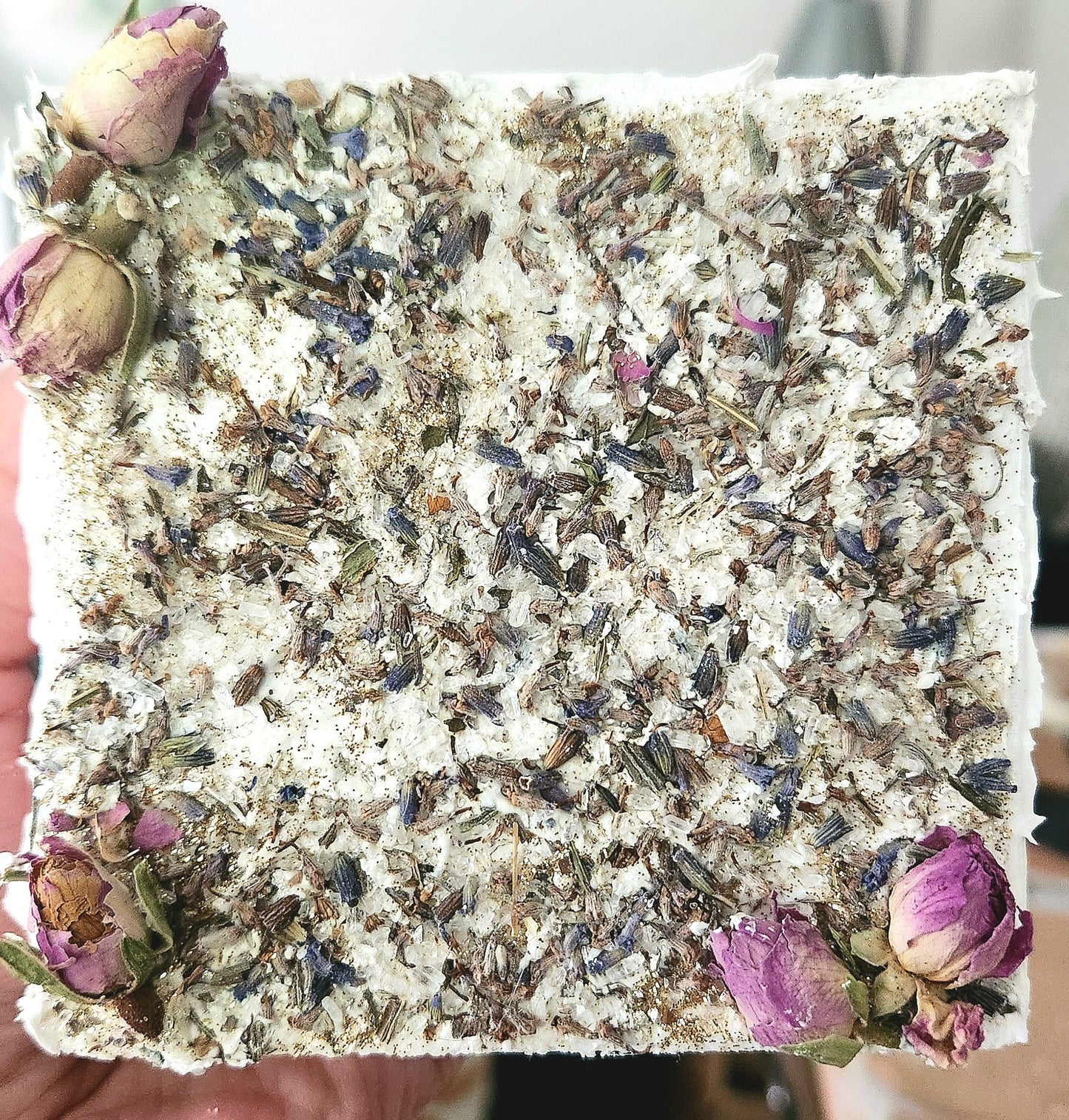 Canvas gift set with dried flowers,lavander ,roses and glitter