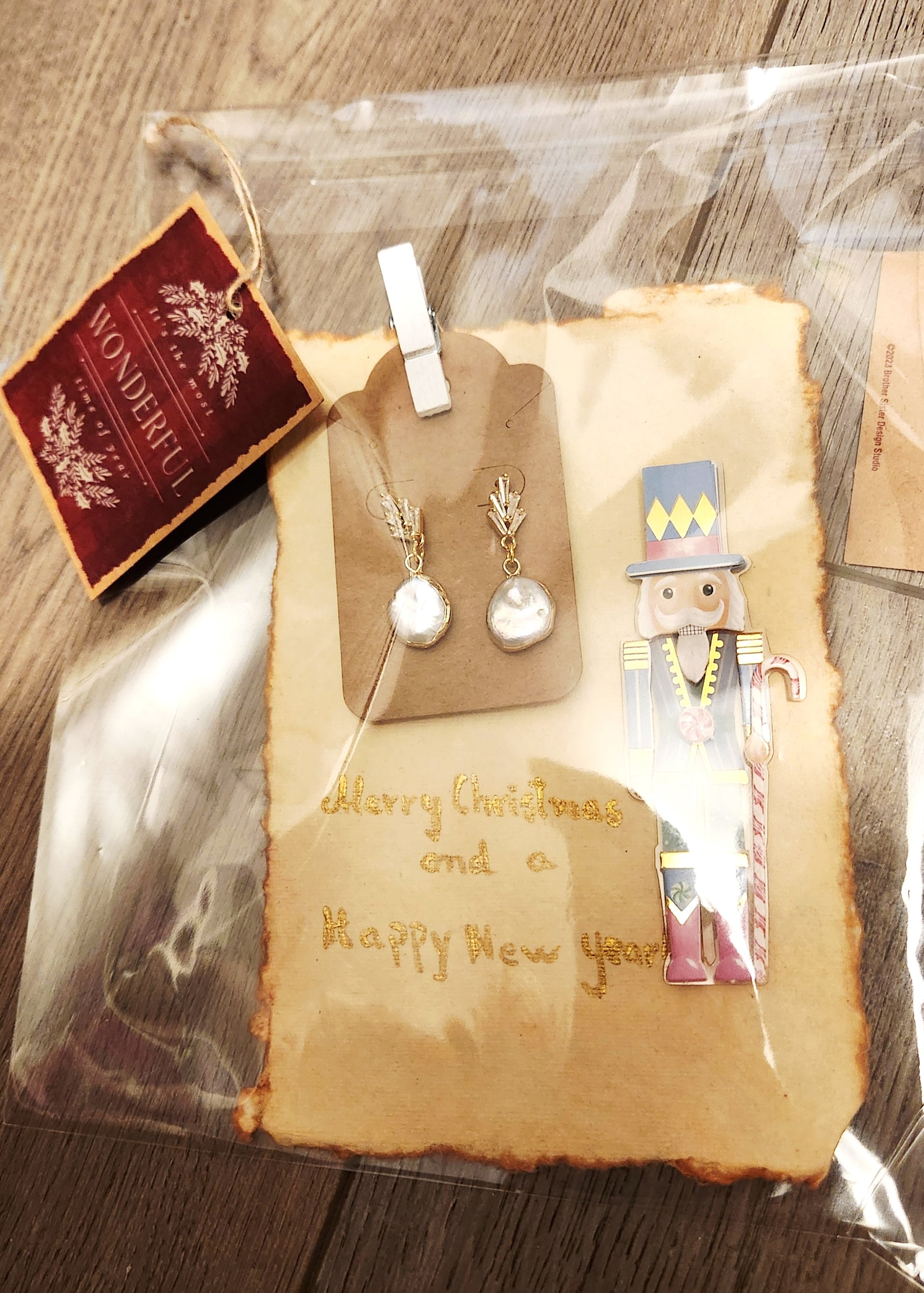 Frreshwater pearls earrings and zirconia 18k gold plated wrapped in a nice Christmas packaging , ready to gift