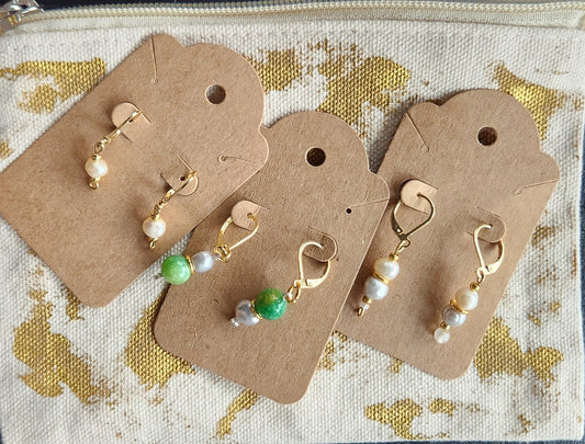 Elegant Asymmetrical Freshwater Pearl Earrings – Boho Chic Gold Drop Earrings
