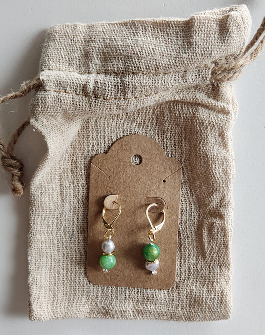 Whispers of Nature – Freshwater Pearl & Green Quartz Earrings