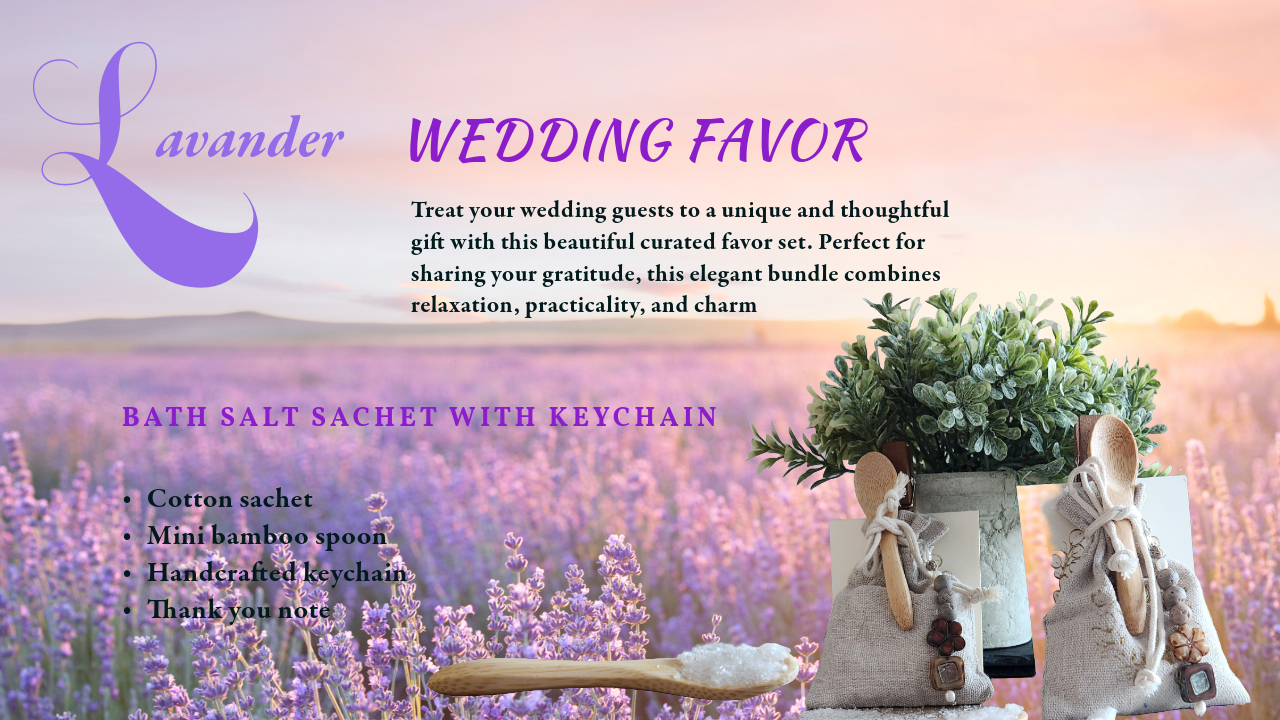 Wedding Favor Nature themed lavender and bath salt and bamboo spoon
