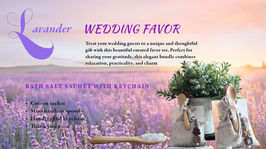 Wedding Favor Nature themed lavender and bath salt and bamboo spoon