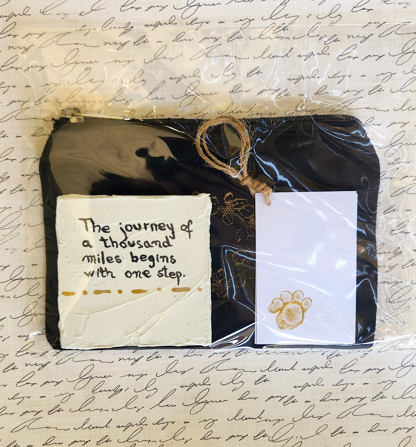 Travel quote Hand painted Magnet gift set with black cotton pouch and golden accents