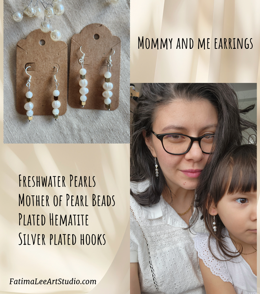 freshwater pearls earrings for mommy and me