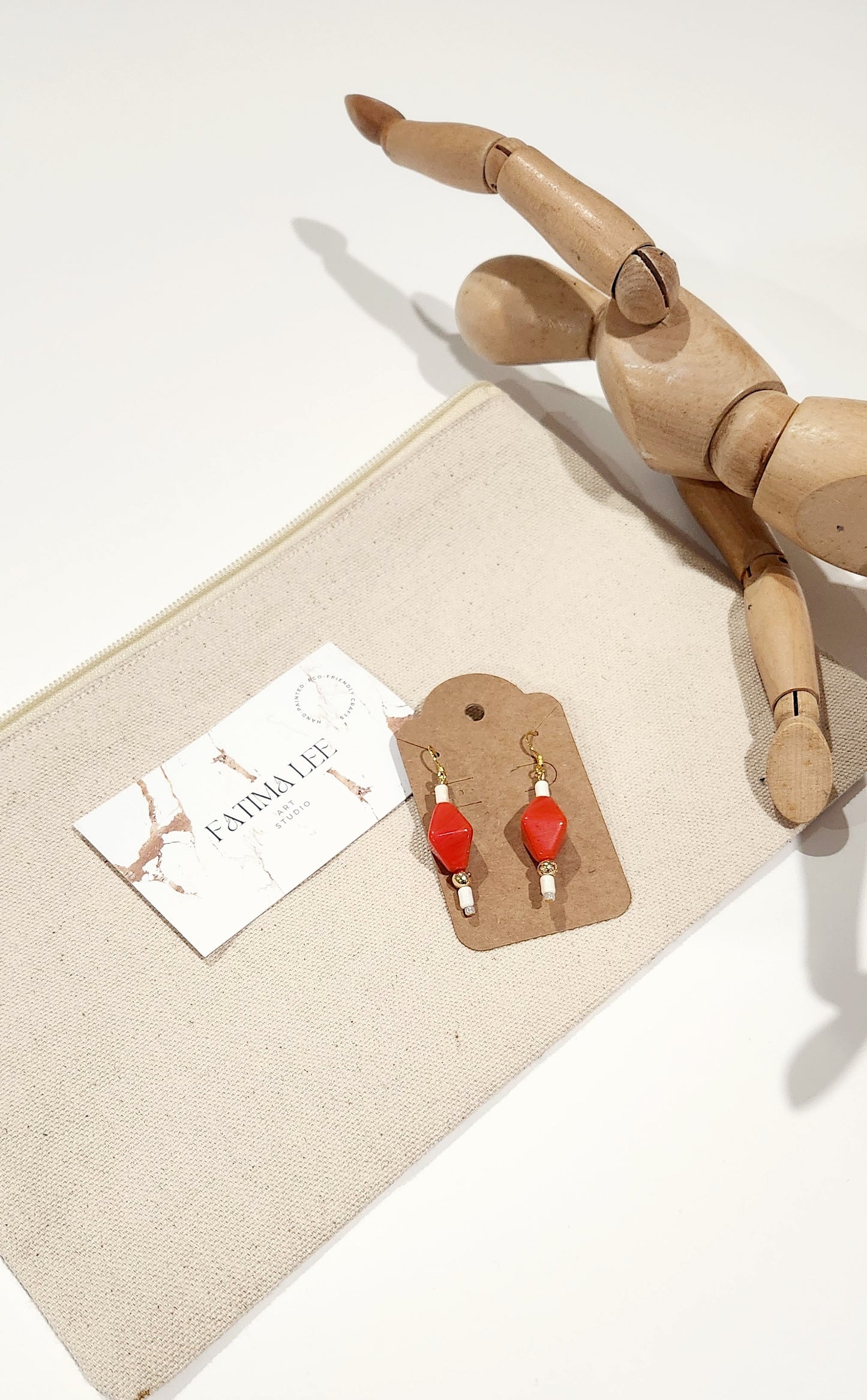 Orange Hypoallergenic Dangle Ceramic Earrings, gold plated 18k