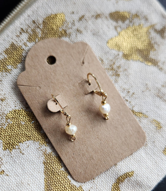 Gold-Plated Freshwater Pearl Earrings – Minimalist & Nature-Inspired Elegance