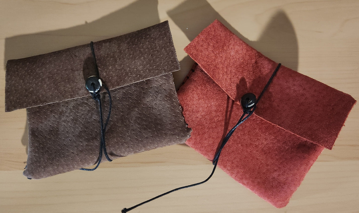 Red  and brown Suede Leather Jewelry Pouches