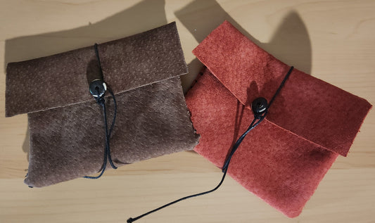 Red  and brown Suede Leather Jewelry Pouches