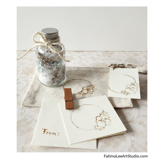 Elegant Wedding Favor Set – Lavender Bath Salt, Thank You Card & Cotton Pouch – Unique Guest Gift Idea