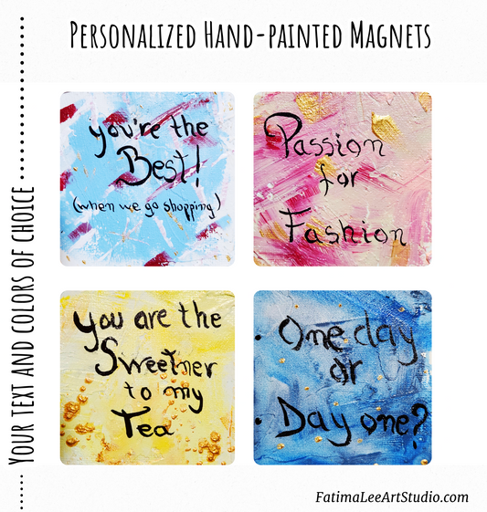 Personalized Hand-Painted Canvas Magnets – 3" x 3"